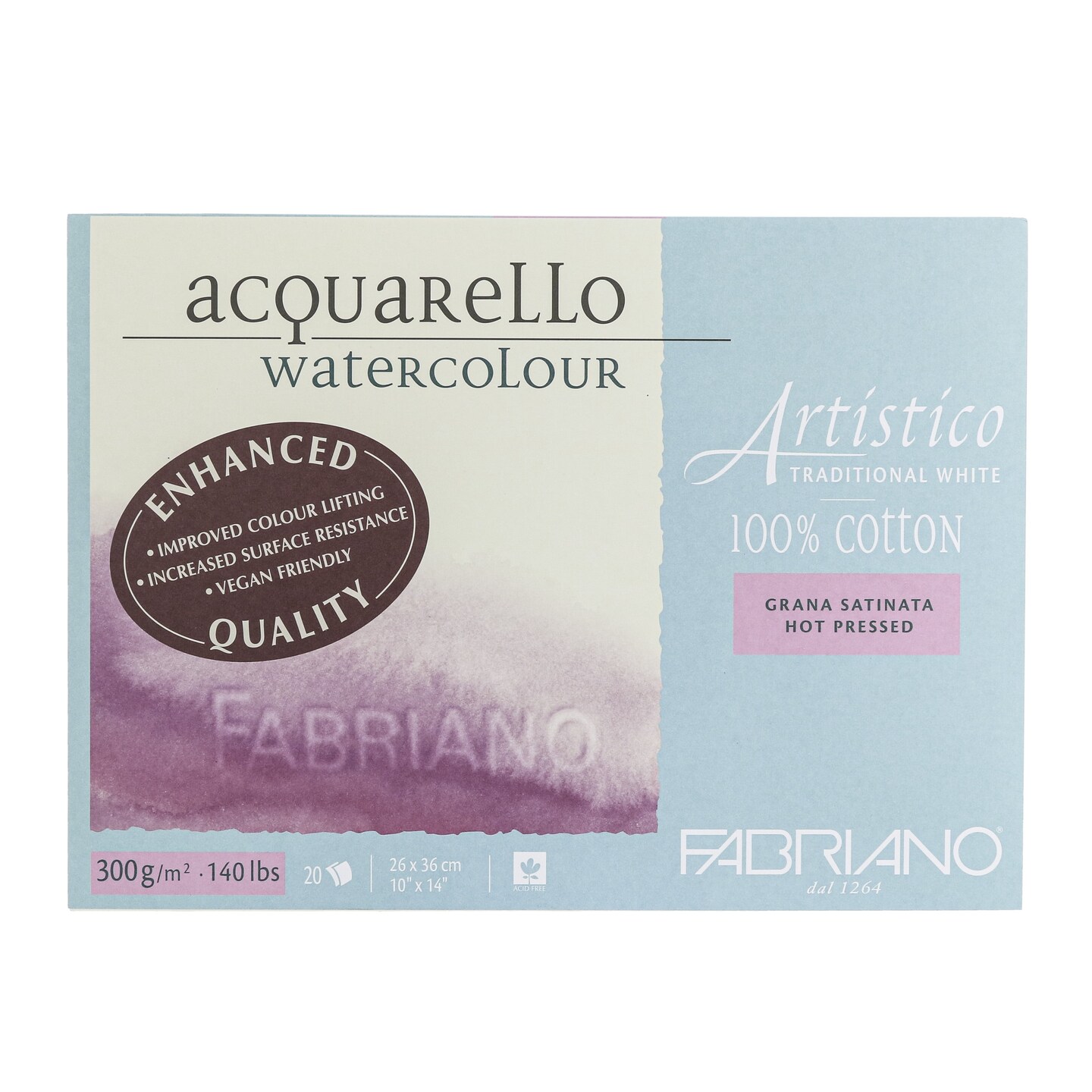 Fabriano Artistico Traditional White Watercolor Block, 140 lb./300 gsm
