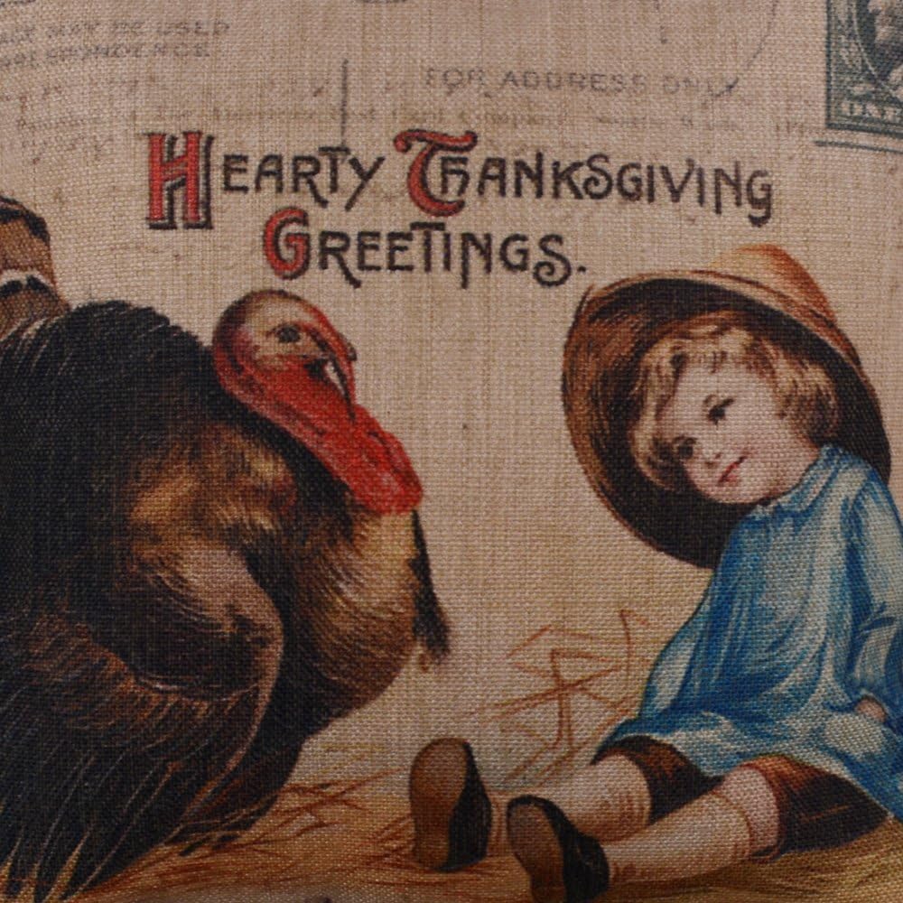 Vintage Thanksgiving Day Burlap Cushion Covers Pillow Case (CC861)