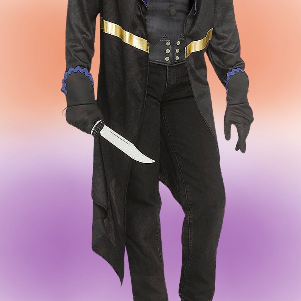 Adults Masquerade Ghost Costume with Hooded Coat and Gold Mask