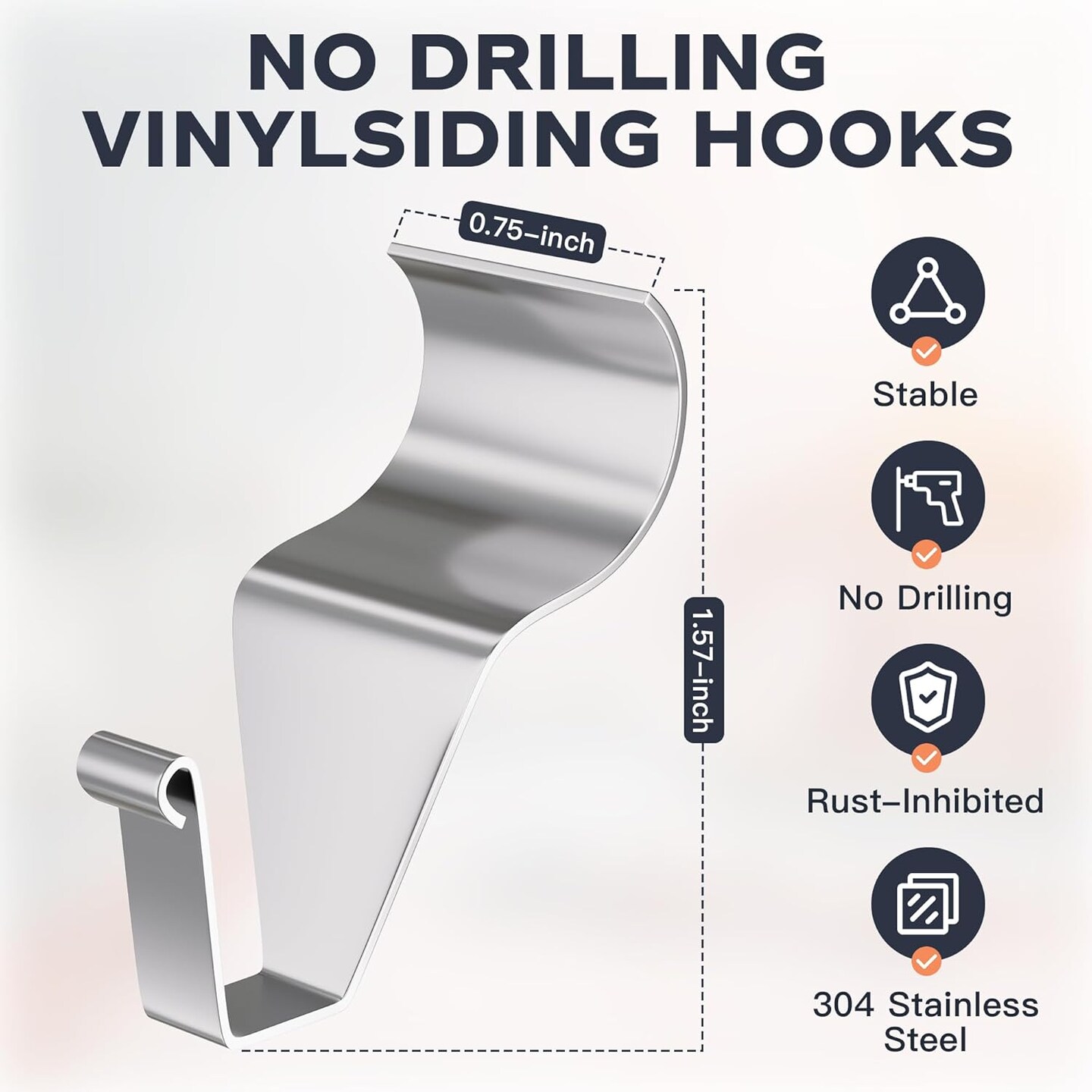 Vinyl Siding Hooks, (8 Pack) No Drilling Siding Clips