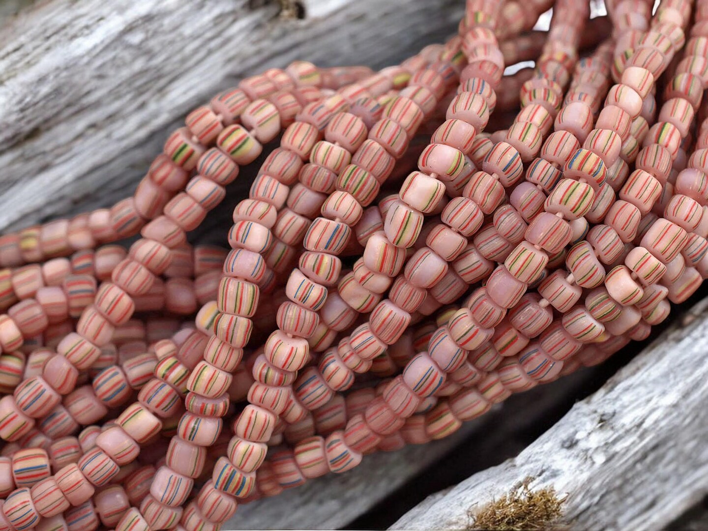 Striped Java Glass Beads -- Approx 24&#x22; Strand - Indonesian Glass Beads