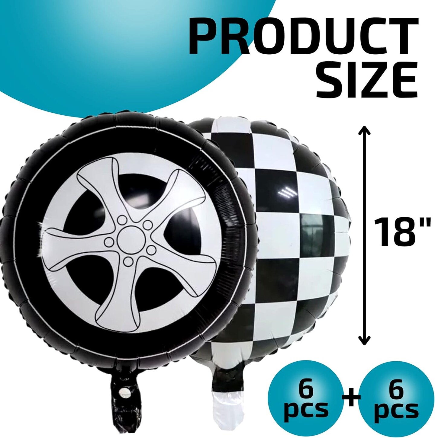 12 PCS 18 Inch Race Car Mylar Foil Balloons