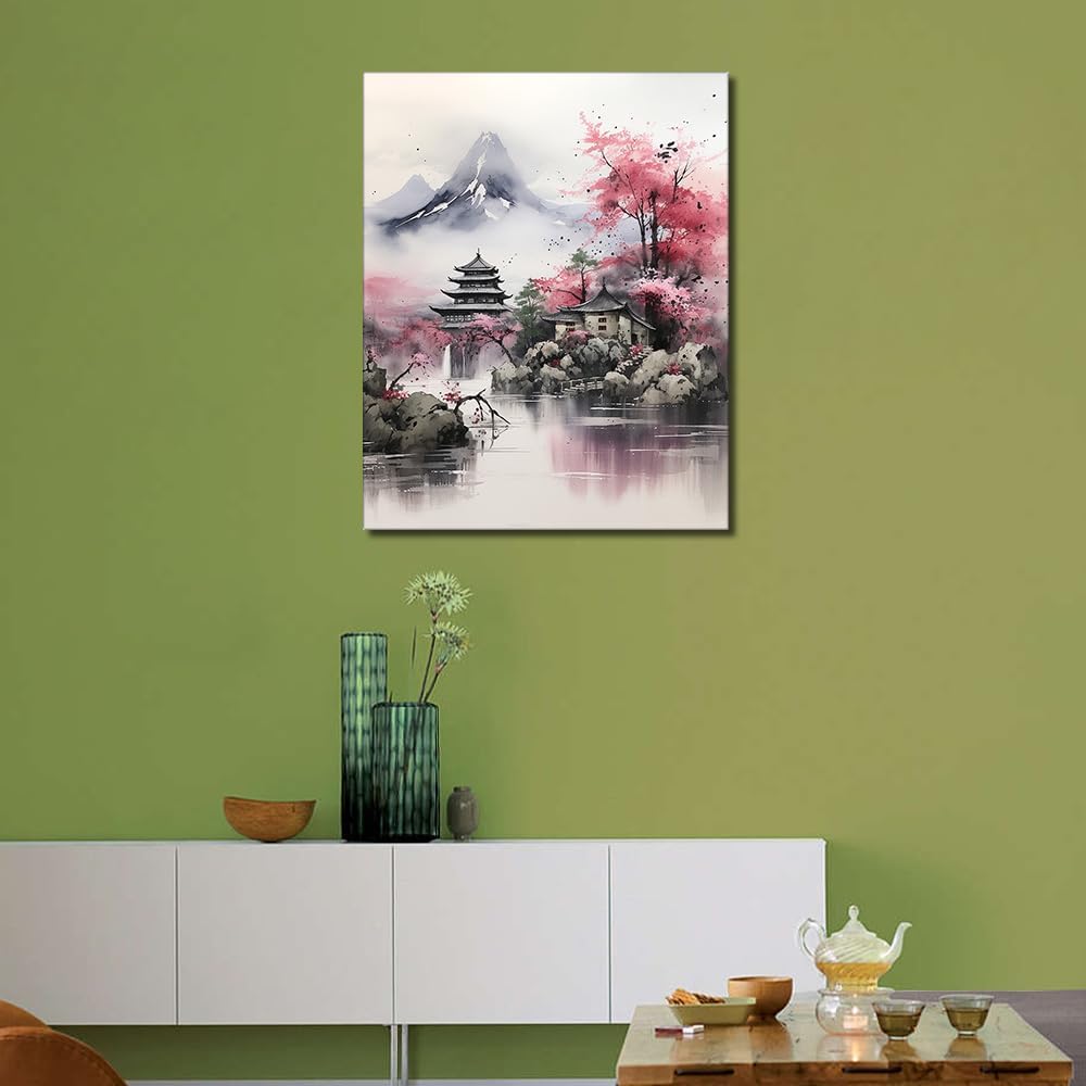 Japanese Paint by Numbers, Japan Nature Landscape (16X20 Inch)