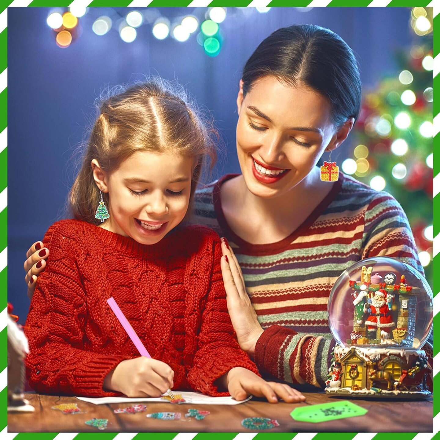 12 Pairs Christmas Diamond Art Earrings Making Kit