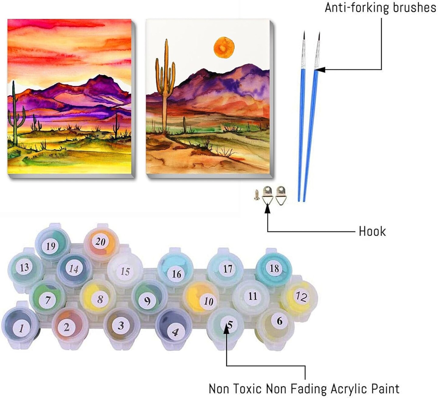 8x12inch - 2 Pack Framed Paint by Numbers Kit for Adults
