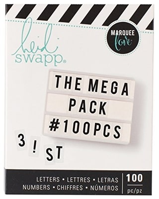 Heidi Swapp 313735 pack lightbox mega black 100 pieces Alphabet and Numbers