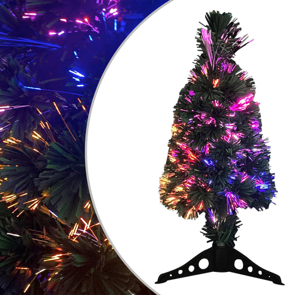 vidaXL Christmas Tree Black and green Fiber optic, plastic 2 ft Lights