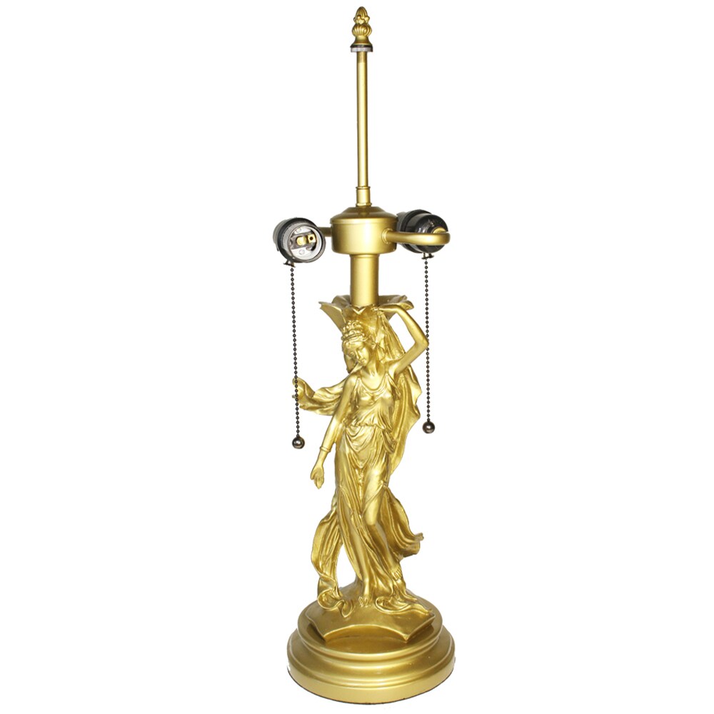 Rainbow Art Glass Lady Metal Lamp Base, Bright Gold Finish, Nicely Weighted, 23.25" Tall