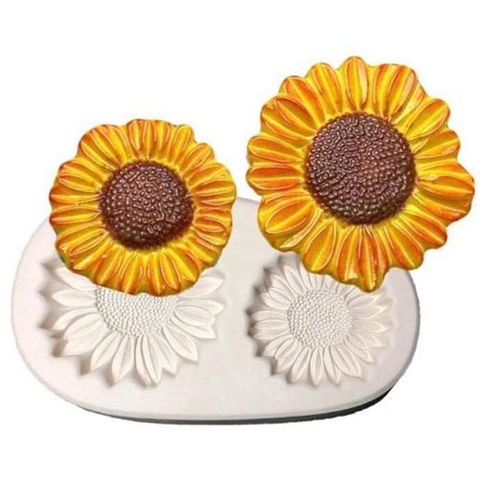 O.D.10"x 6 D.1.5"Two Sunflowers Frit Casting Mold Glass Fusing