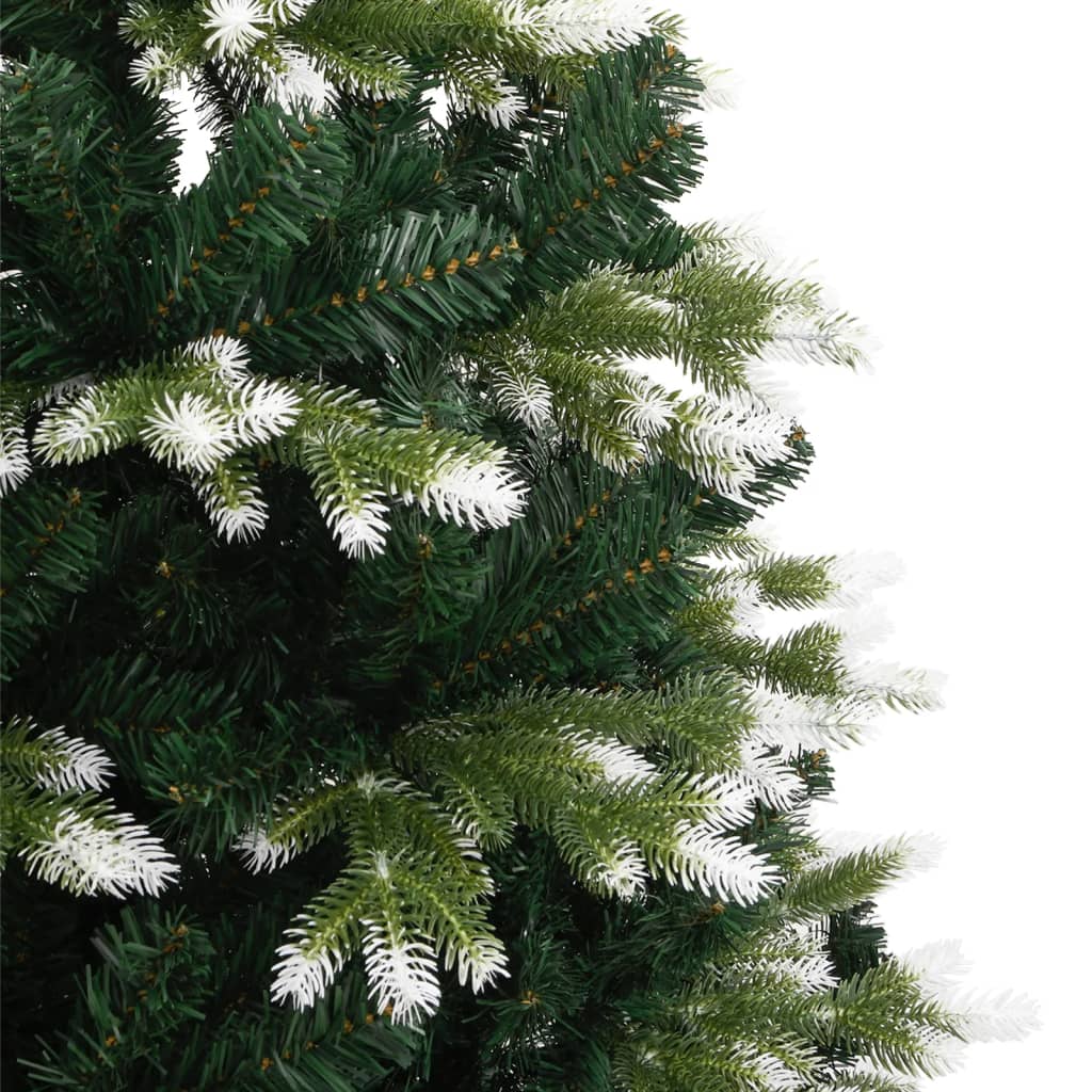 vidaXL Artificial Hinged Christmas Tree Green and white PVC 4 ft