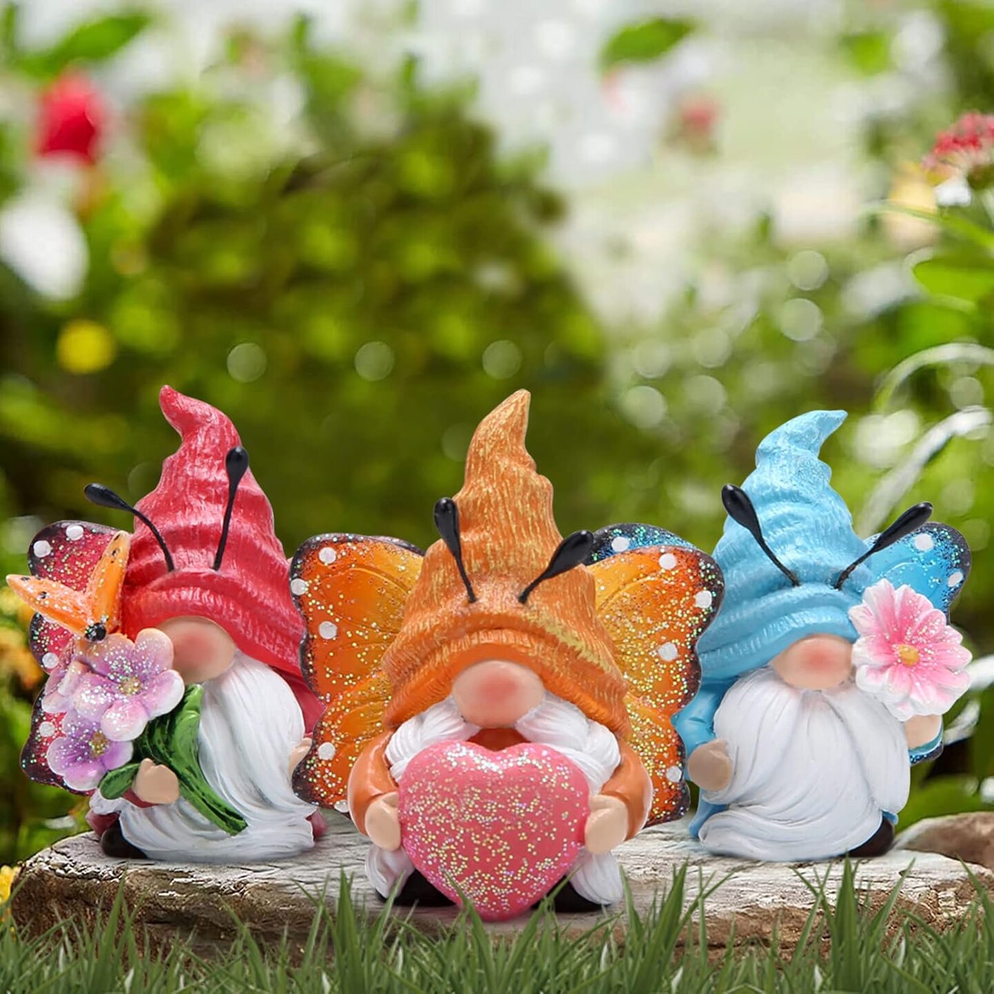 Spring Butterfly Gnomes Decorations Indoor Home Decor Scandinavian Tomte Elf Decor Gifts 3pcs Summer Resin Butterfly Elf Dwarf Kitchen Tiered Tray Decor