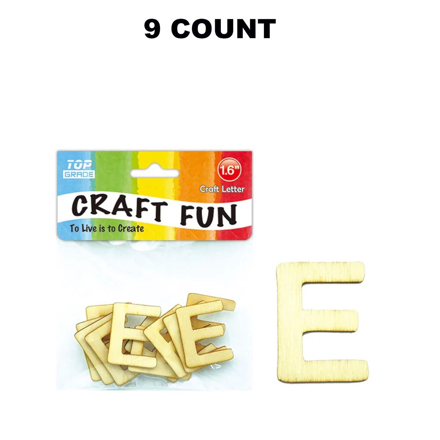 Wooden Craft Letter E 1.6 Inch 12Ct