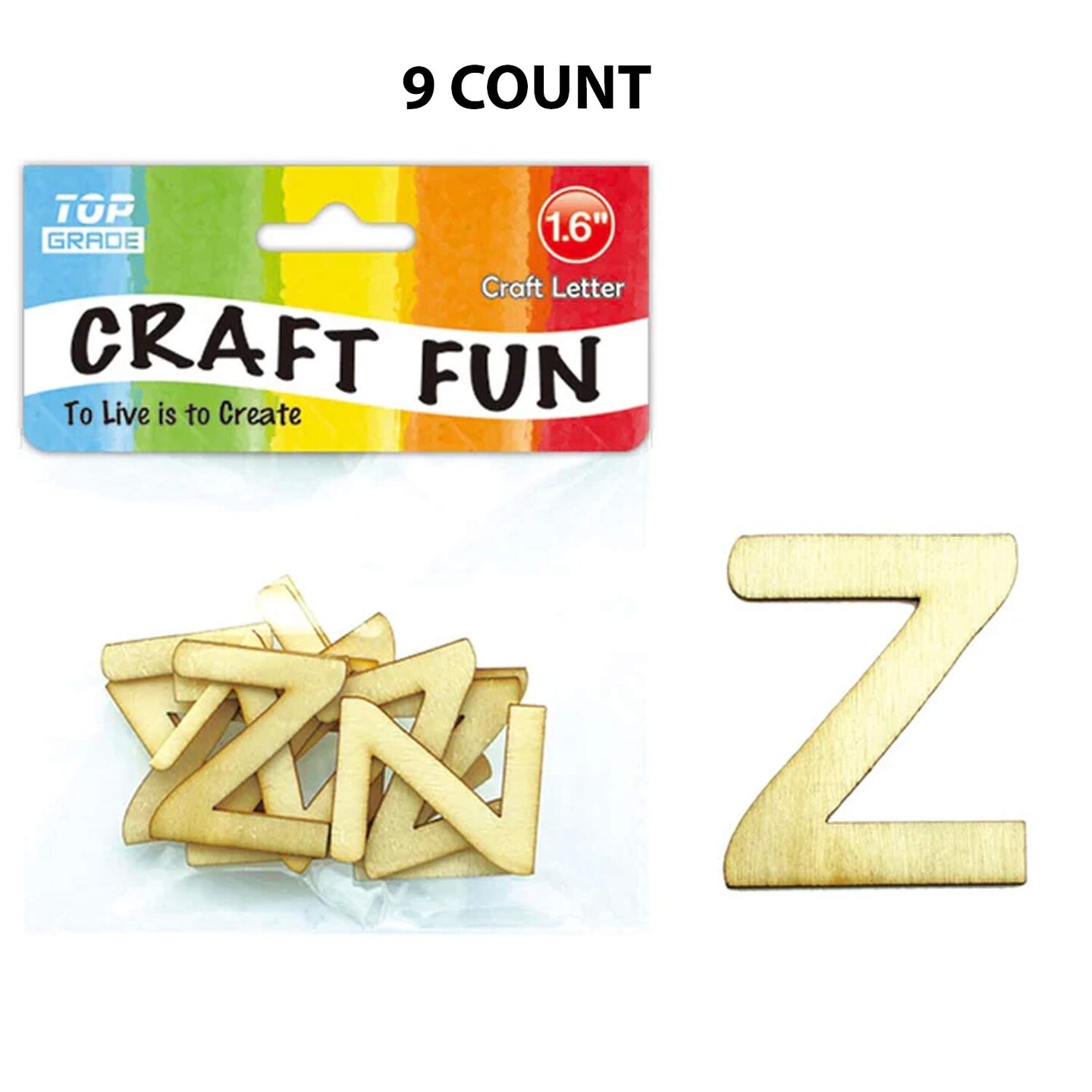 Wooden Craft Letter Z 1.6 Inch 12Ct