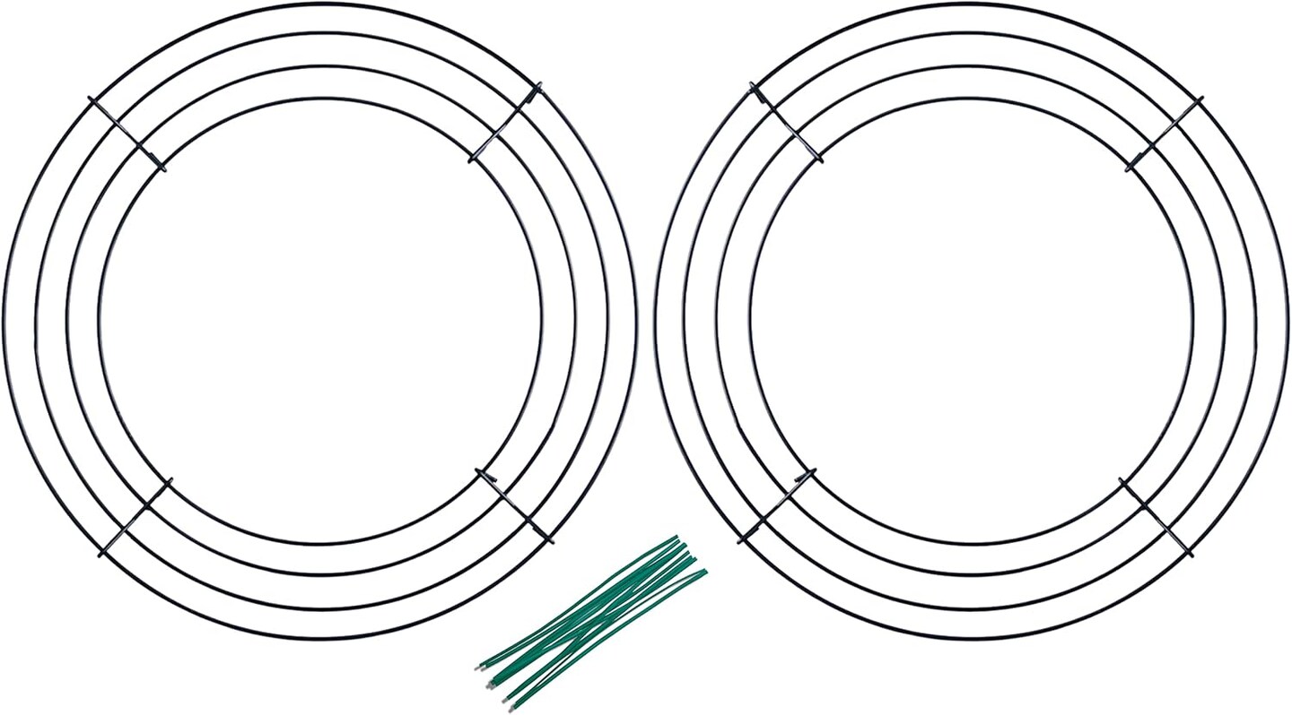 Pack of 2 Wire Wreath Frame (10 Inch) &#x2013; Round Metal Wreath Form for Crafts &#x26; Floral Decorations on Weddings Christmas Home Party Celebrations, Dark Green
