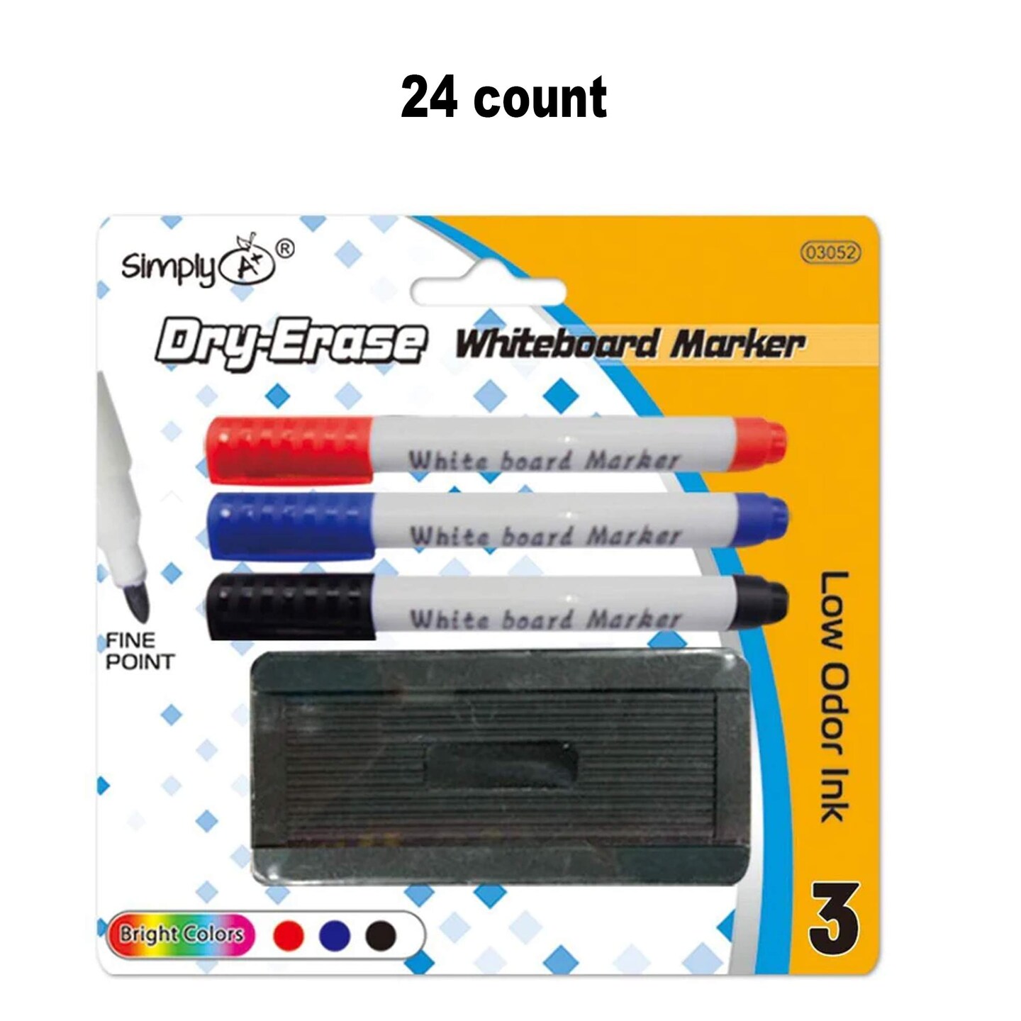 3Ct Dry Erase Whiteboard Marker with Eraser