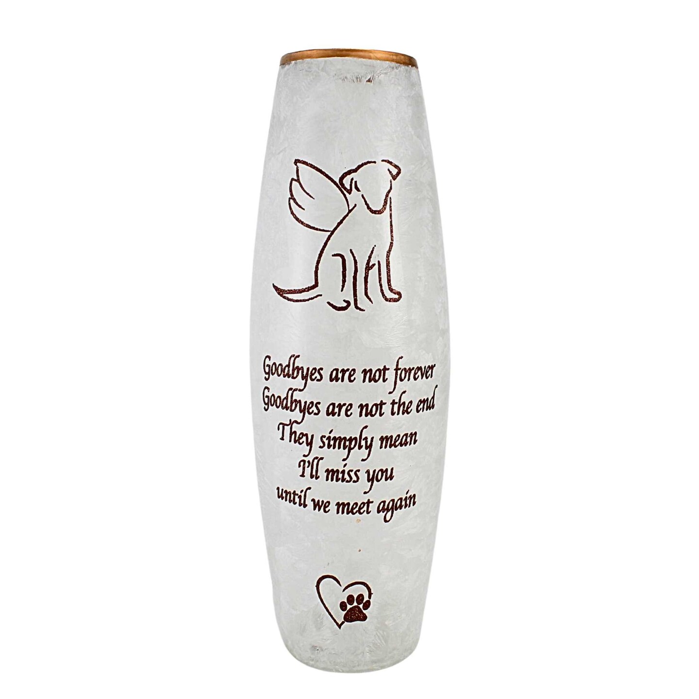 Stony Creek 12.0 Inch Best Friend Dog Pre-Lit Vase Bereavement Lighted Glass Accent , Angel Wings Canine