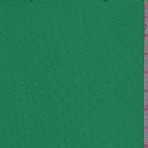 Kelly/Metallic Gold Pin Dot Chiffon Fabric By the Yard