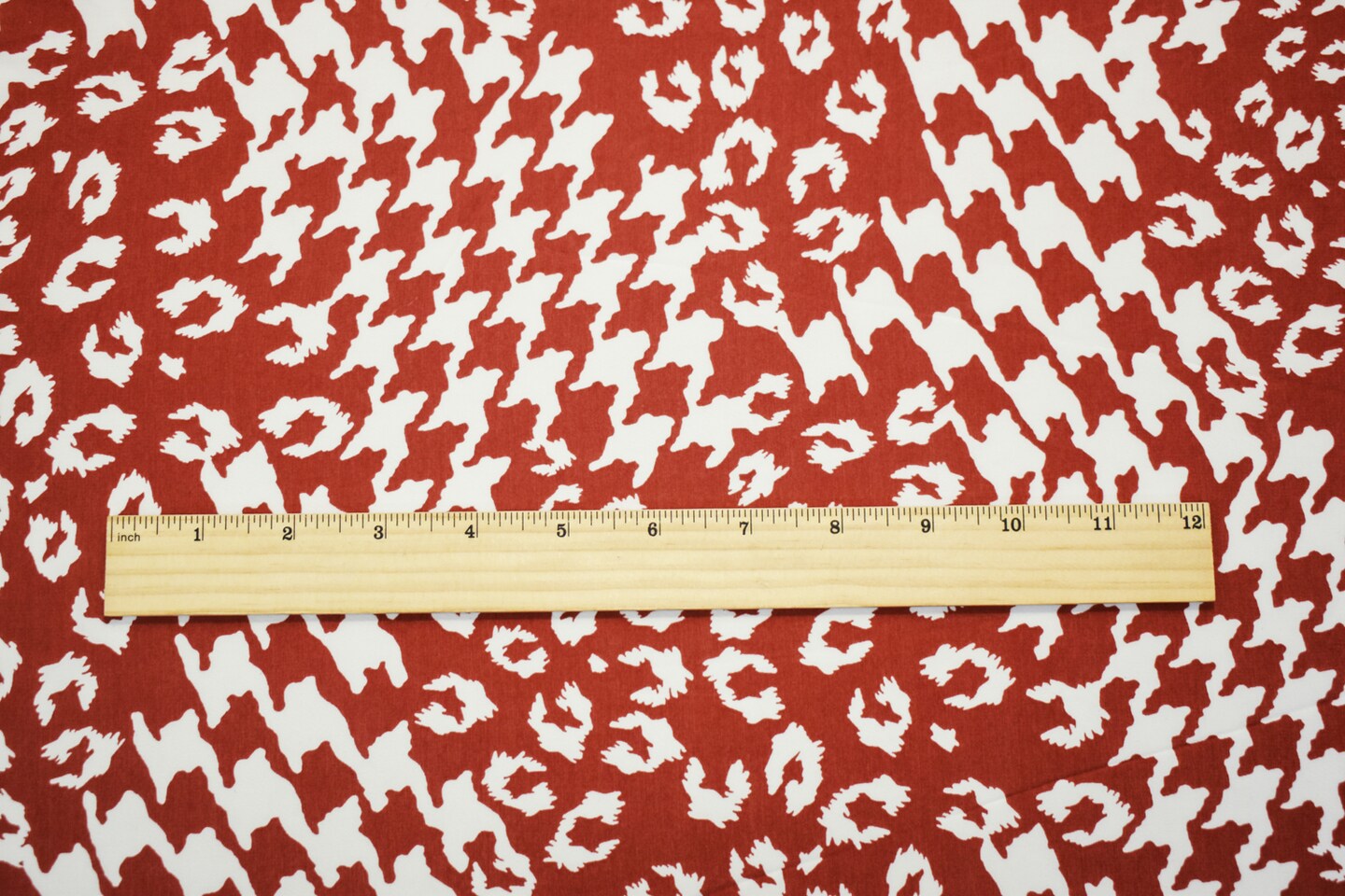 Orange-Beige Poly Abstract Houndstooth-Cheetah Printed Faille Woven Fabric By the Yard