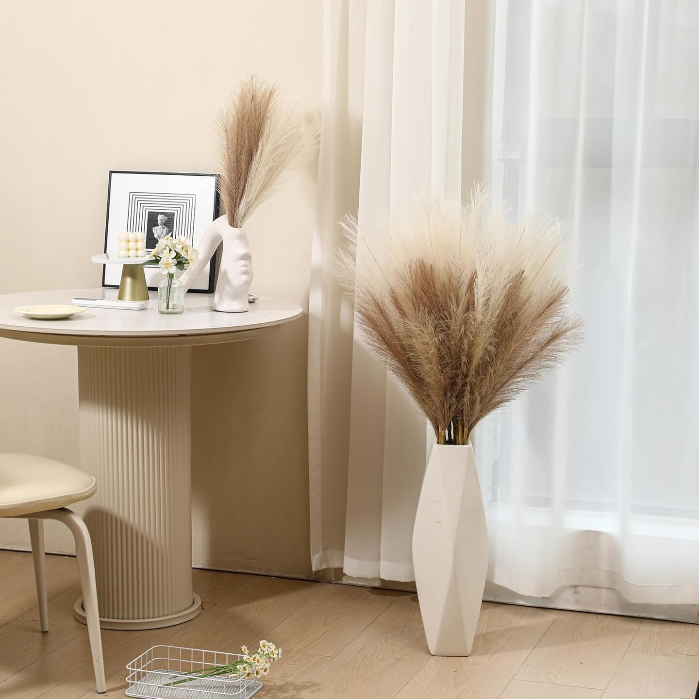 9 Stems Faux Pampas Grass (Beige &#x26; Taupe)