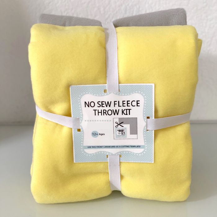 Solid Fleece No-Sew Throw Kit - Maize Yellow/Light Gray (50x60)