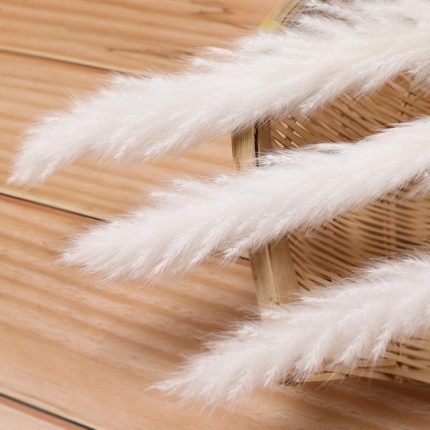 ,17 inch/45 cm Natural Dried Pampas Grass Branches Decor(White)