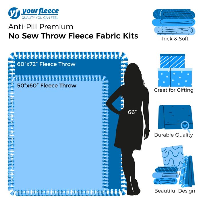 Solid Fleece No-Sew Throw Kit - Dark Red/Mustard Yellow (50x60)