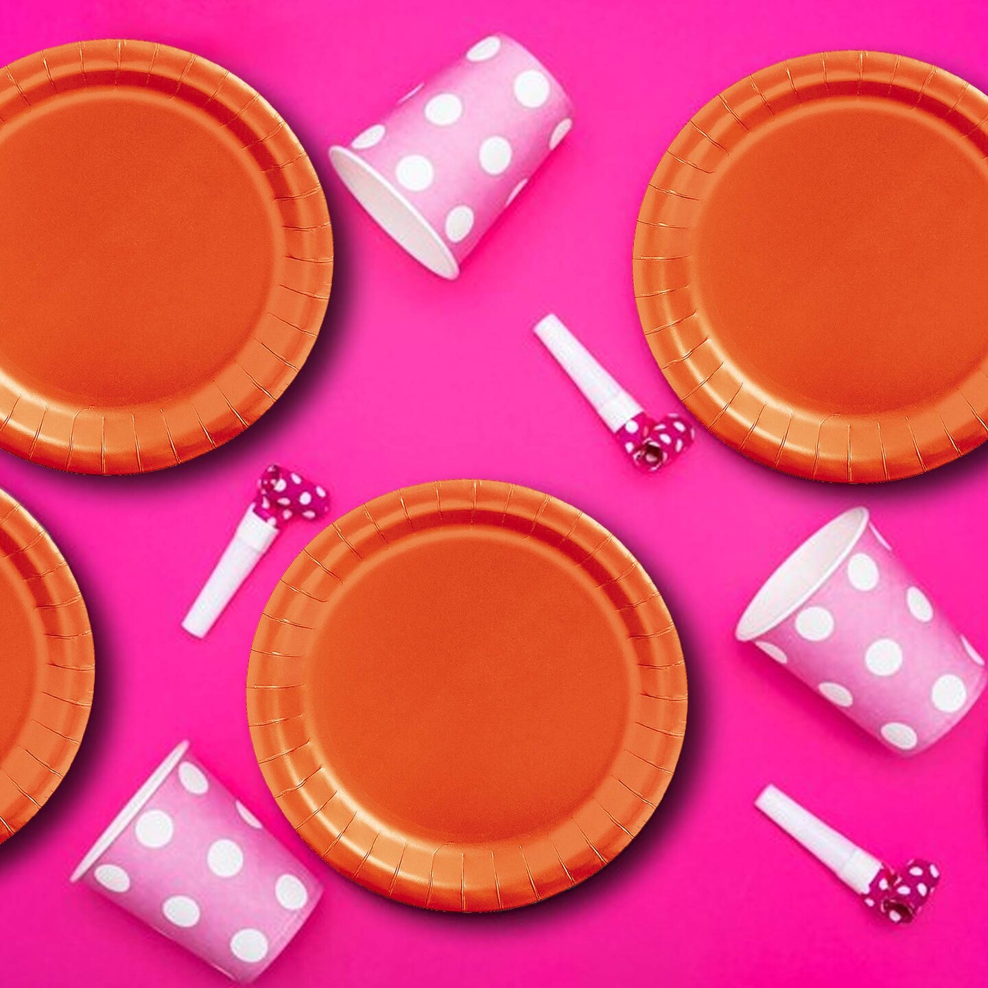24 Count Orange Round Paper Dessert Plates 7 Inch for Fall Party Snacks