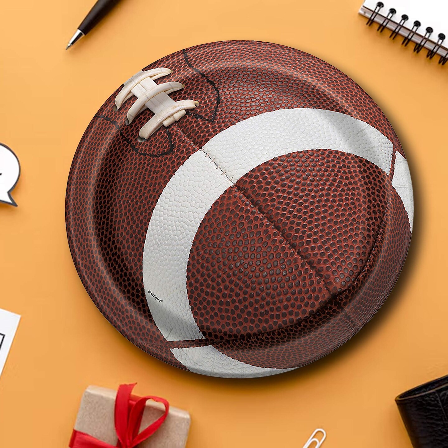 8 Count Football Party Round Disposable Paper Plates 8 1/2 Inch for Game Day Events