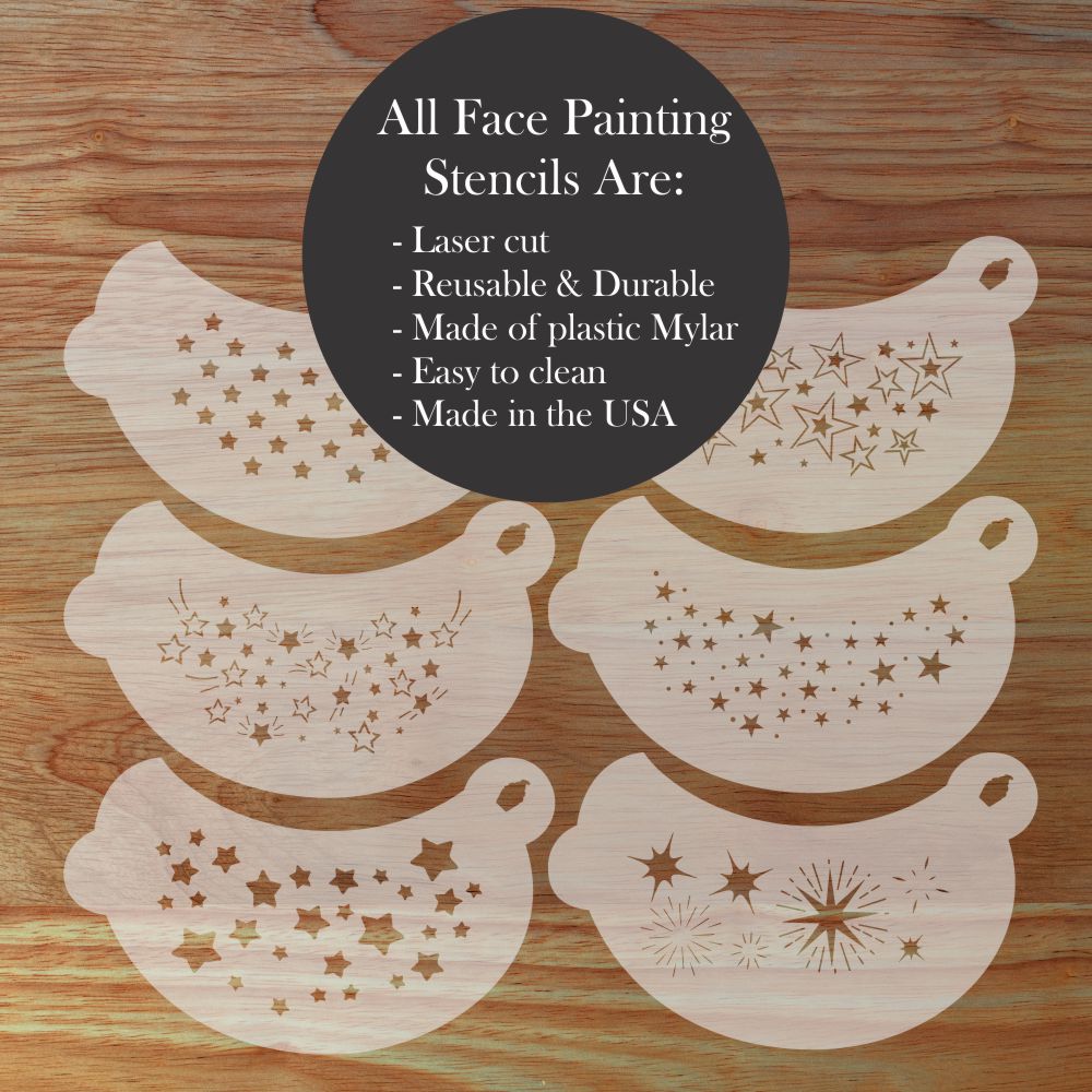 Stars Face Painting Stencil Set | Perfect for Face Painting, Temporary Tattoos, Birthday Party | Designer Stencils |