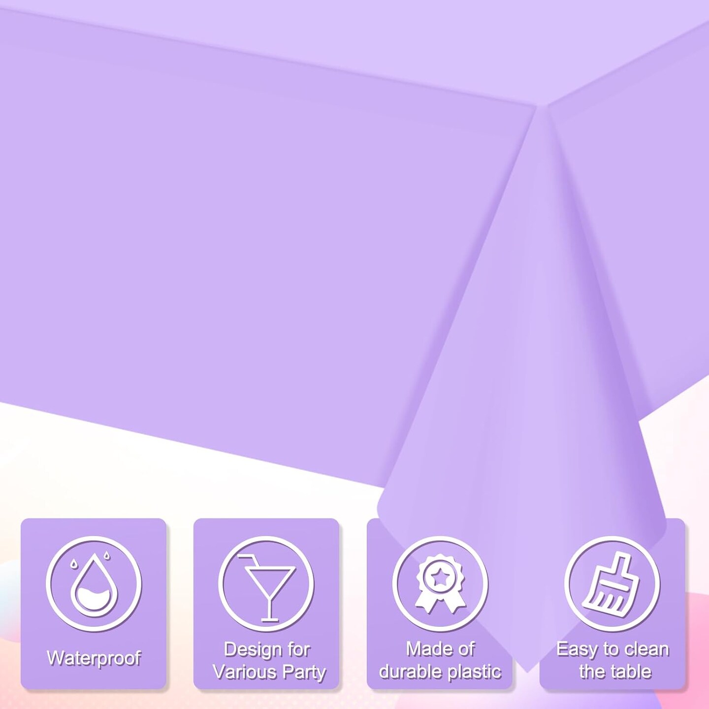 16 Pack Light Purple Plastic Tablecloth