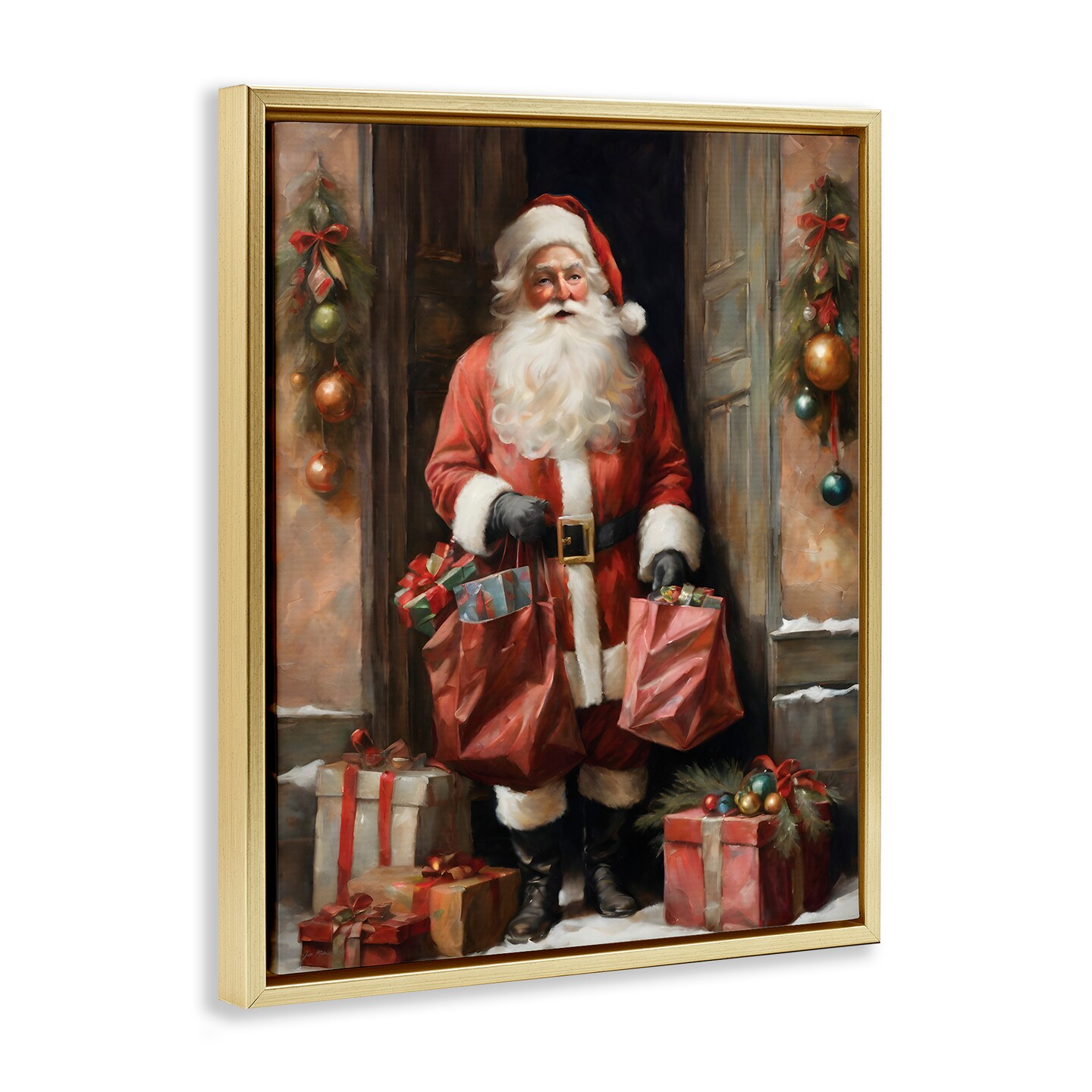 Stupell Industries Santa Claus on Doorstep Floating Frame, design by Jo Moulton