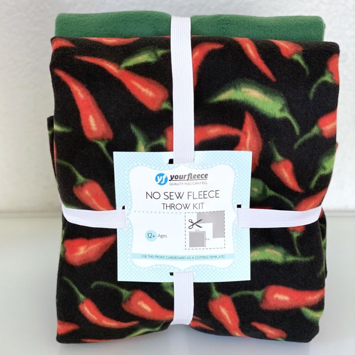 Spicy Cooking Chili Peppers Anti-Pill Premium Anti-Pill No-Sew Throw Fleece Fabric Kit (72x60)