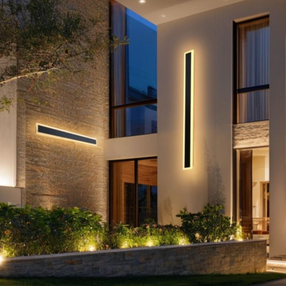 Black-White Aluminum Outdoor Wall Light 3000K Warm LED IP65 Waterproof 2 Piece