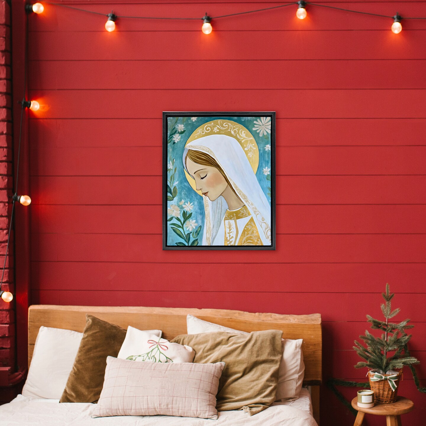 Stupell Industries Blessed Mary Portrait Floating Frame, design by Franklyn Gregory