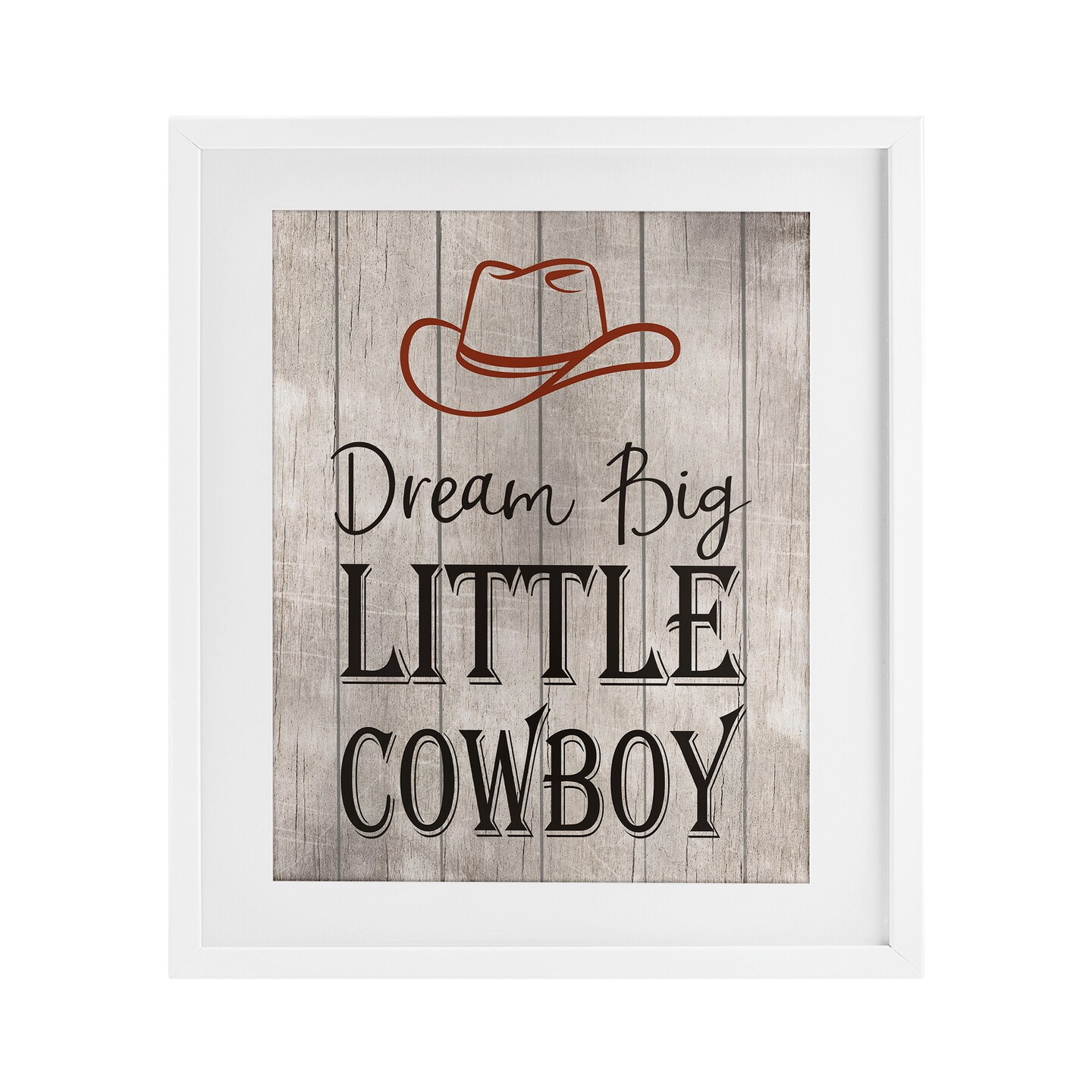Stupell Industries Dream Big Little Cowboy Framed Print Under Glass, design by Christine Simpson Art