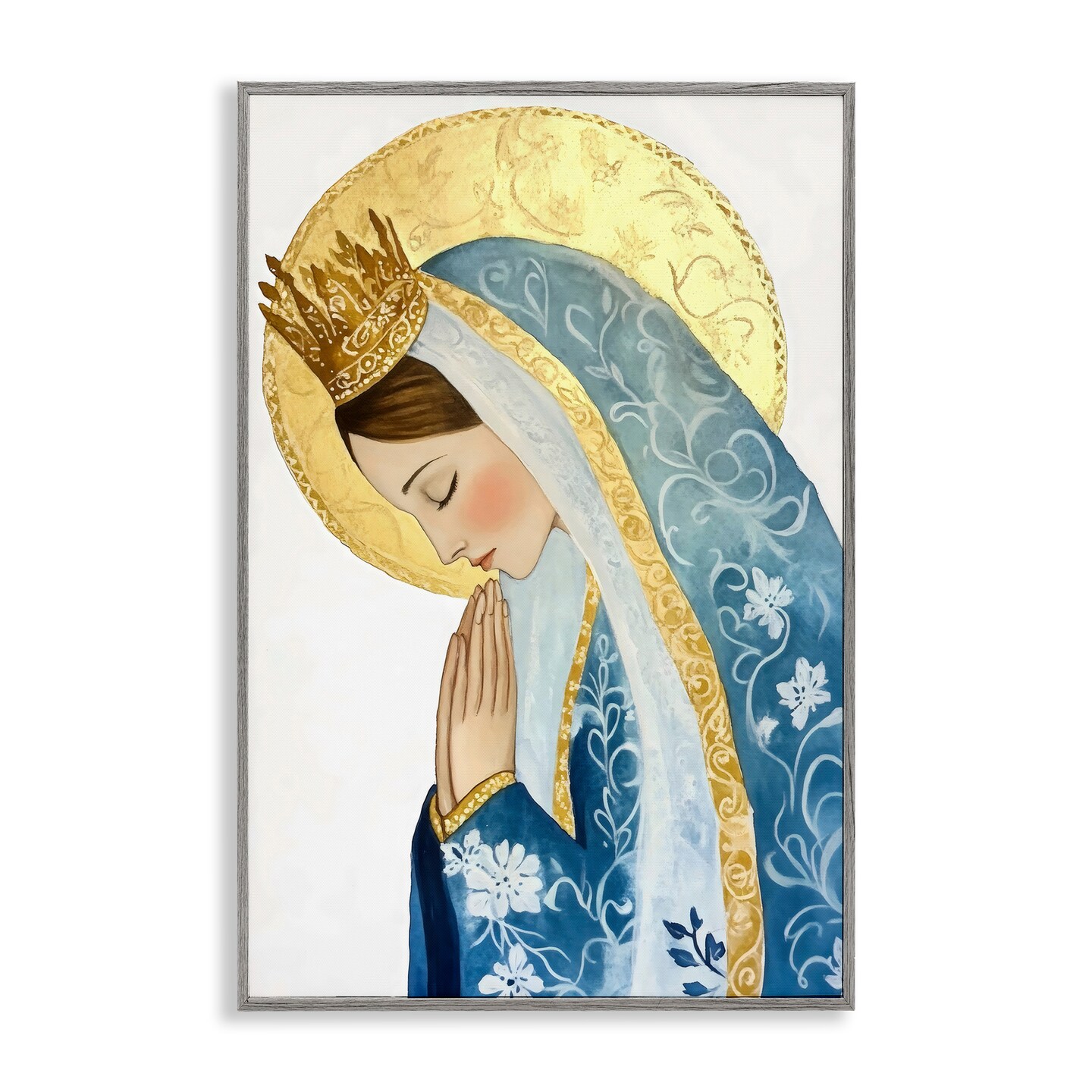 Stupell Industries Mother Mary Religious Portrait Framed Giclee, design by Petal Prints Design