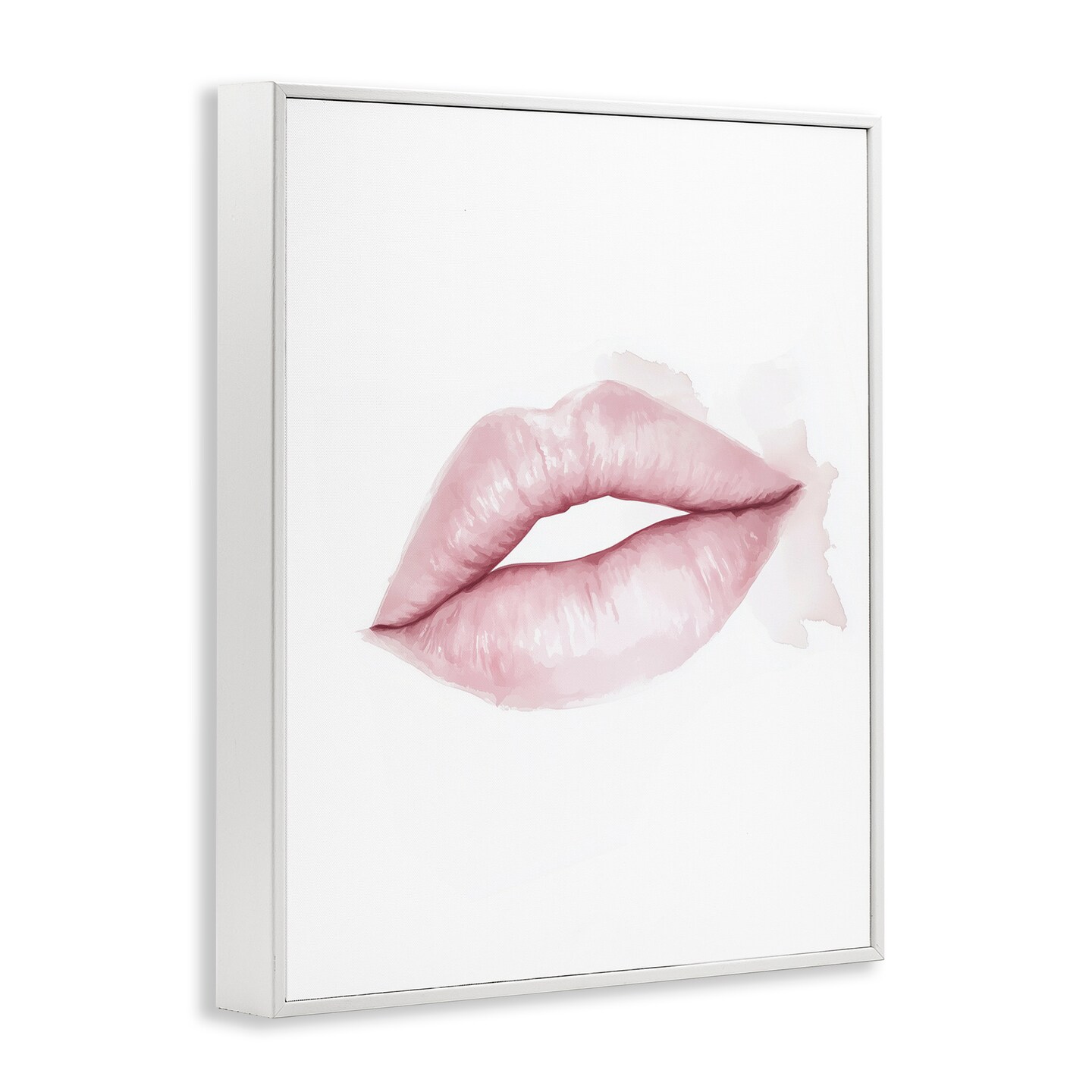 Stupell Industries Pink Lips Watercolor Framed Giclee, design by Christine Simpson Art