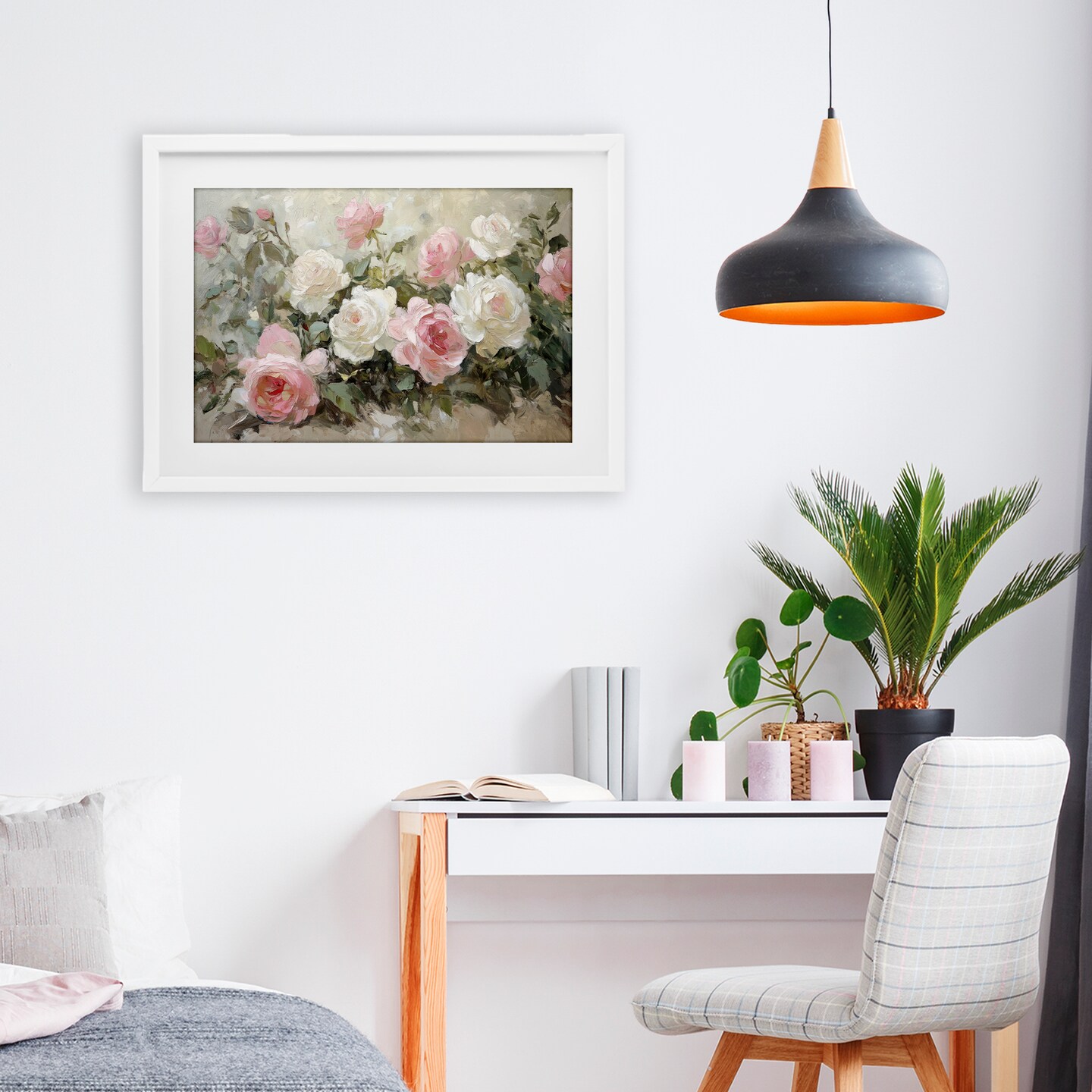 Stupell Industries Rose Bouquets Pink and White Framed Print Under Glass, design by Petal Prints Design
