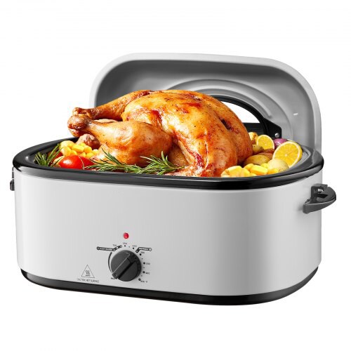 Silver 26QT Electric Roaster Oven with Temperature Control and Rack