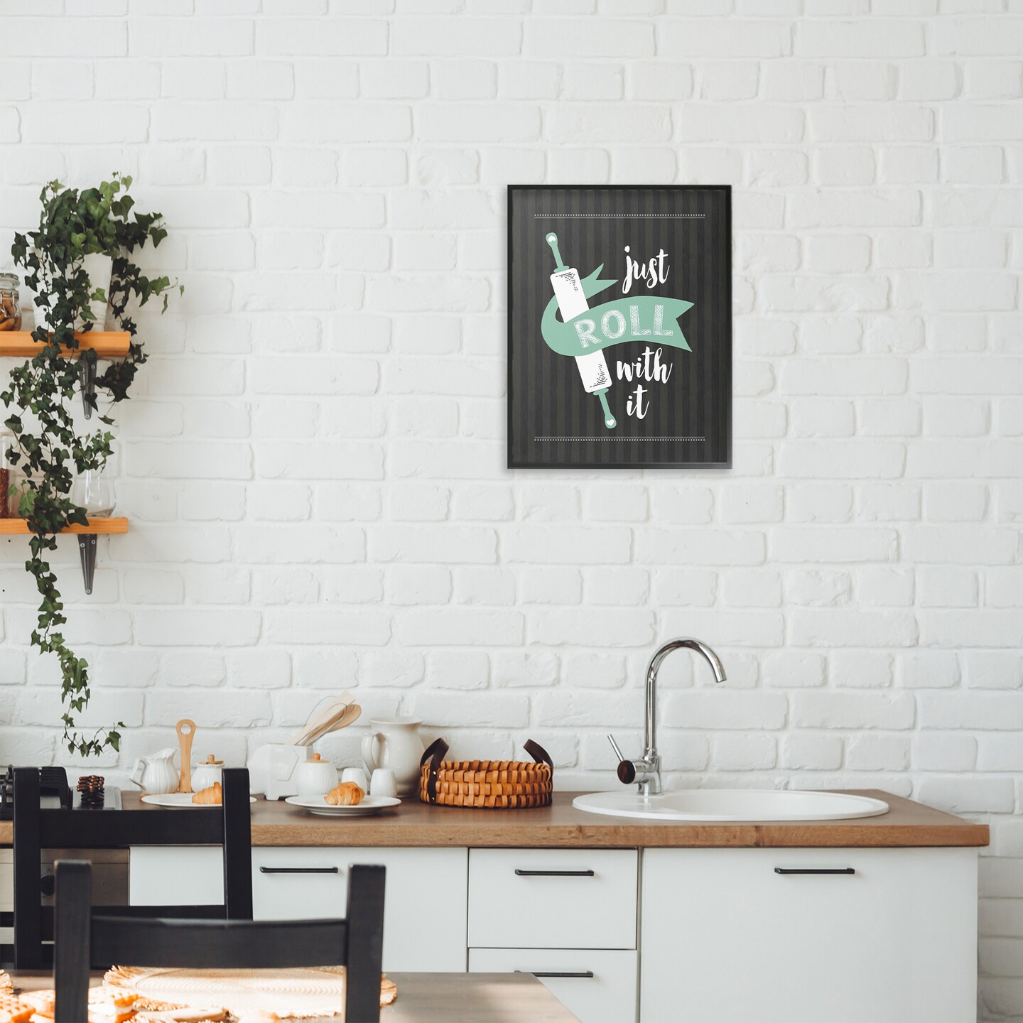 Stupell Industries Roll With It Black & Green Framed Giclee, design by Lettered and Lined