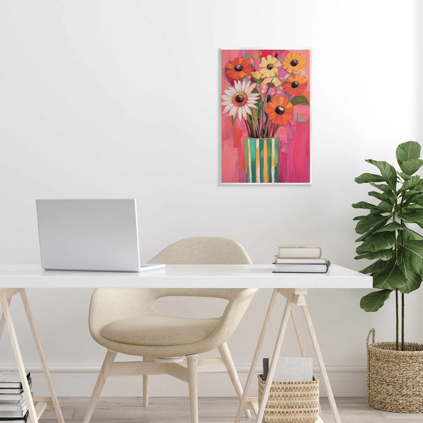 Stupell Industries Mixed Flowers Green Striped Vase Wall Plaque, design by Gina Kelly