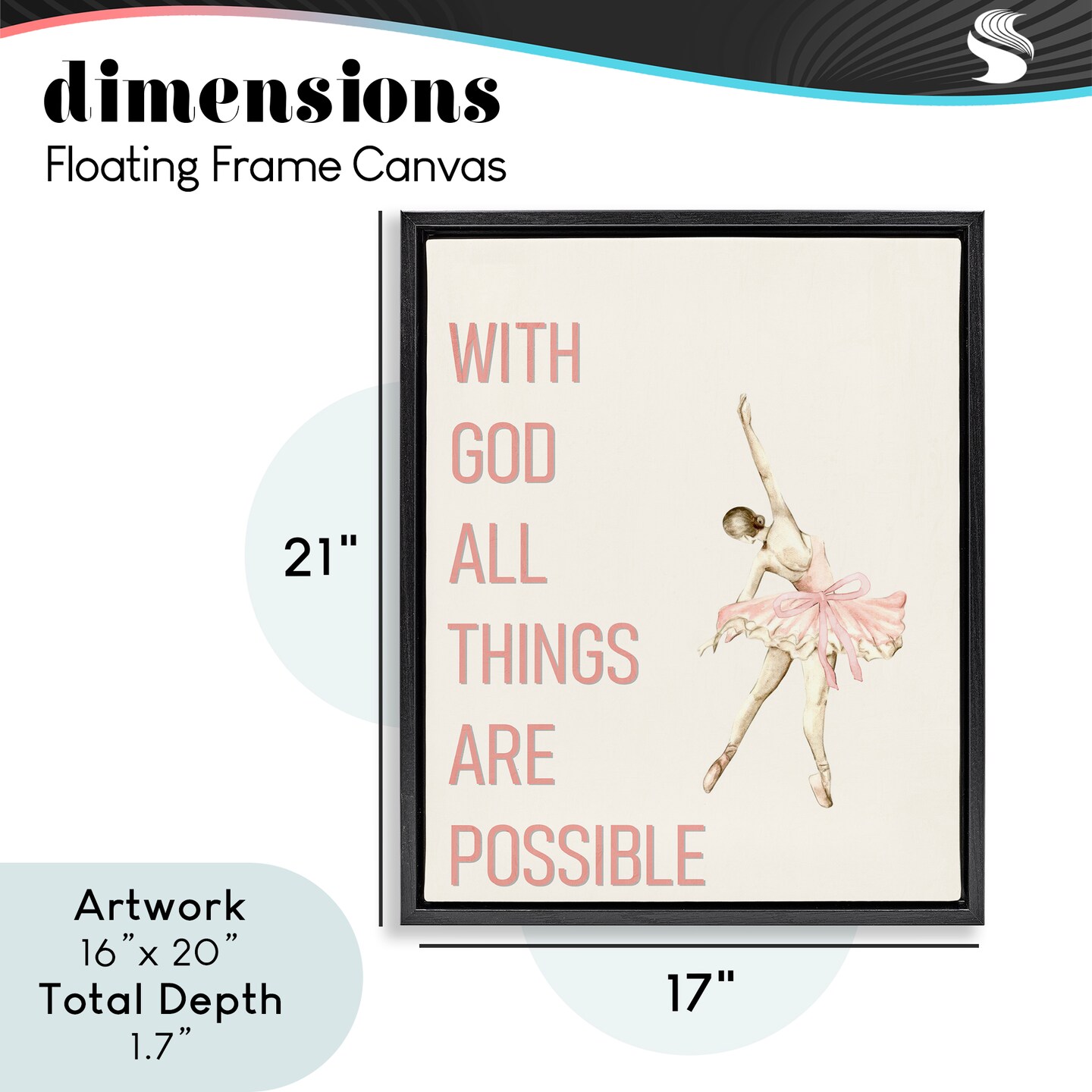 Stupell Industries All Things Possible Ballerina Floating Frame, design by Kim Allen