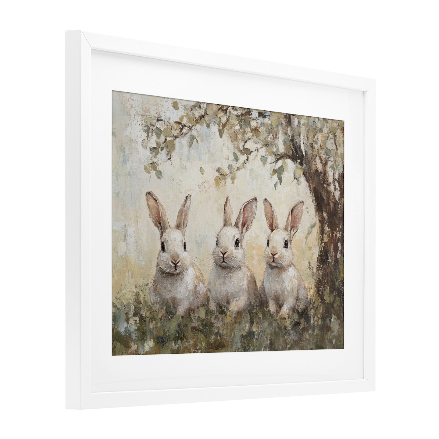 Stupell Industries Fairytale Bunnies under Tree Framed Print Under Glass, design by Petal Prints Design