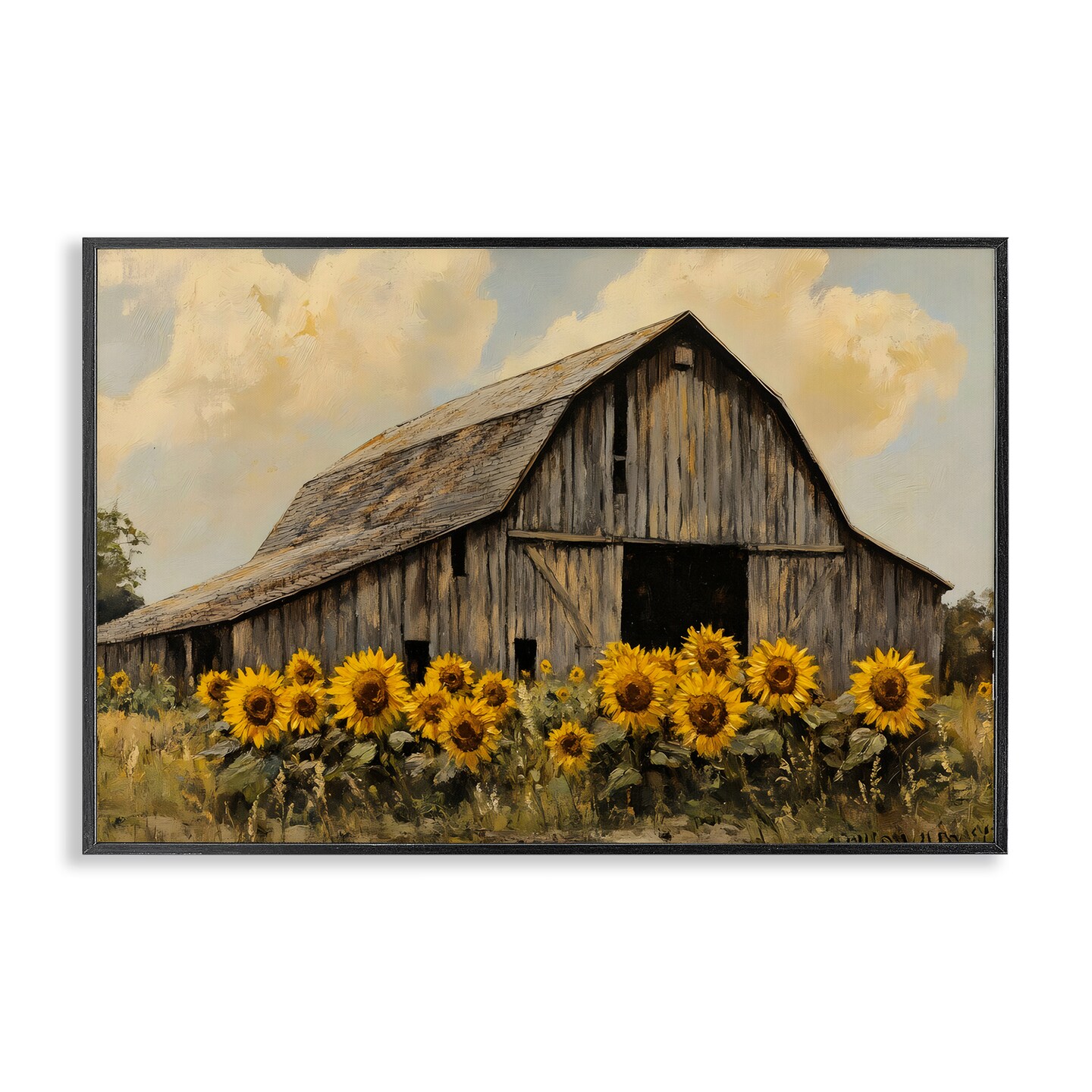 Stupell Industries Barn In Sunflower Field Framed Giclee, design by Franklyn Gregory
