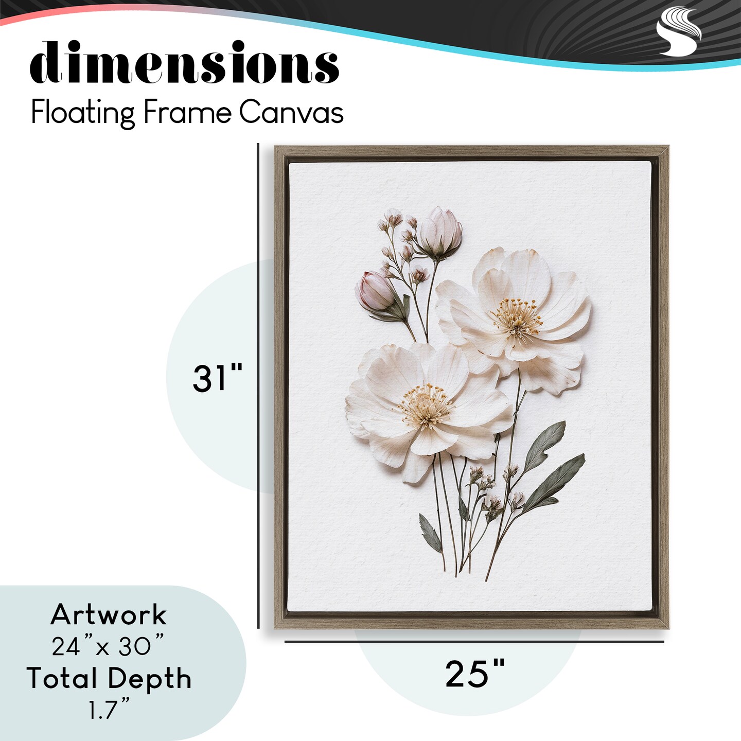 Stupell Industries Elegant Pressed Flowers Floating Frame, design by Lettered and Lined