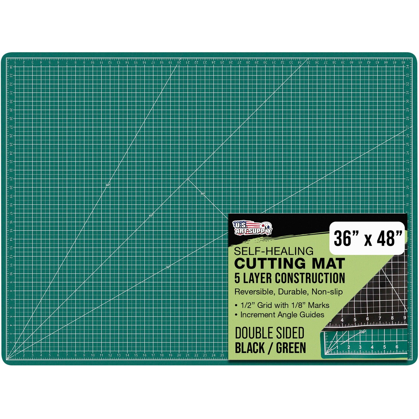 36&#x22; x 48&#x22; Self-Healing Cutting Mat 5-Ply - Double-Sided Green/Black Craft Mat, Non-Slip Cutting Mats for Crafts, Sewing, Quilting, Scrapbooking