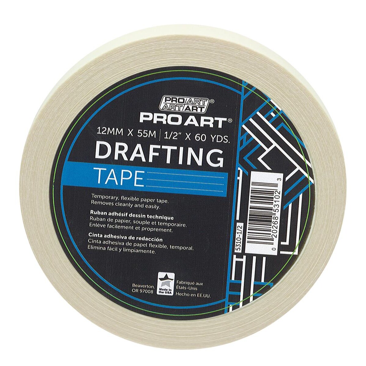 Pro Art Drafting Tape 1/2" x 60yd, Artist Tape, Art Tape, White Masking Tape, Drafting Tape, Drafting Dots, Watercolor Tape, Masking Tape for Painting, Archival Tape