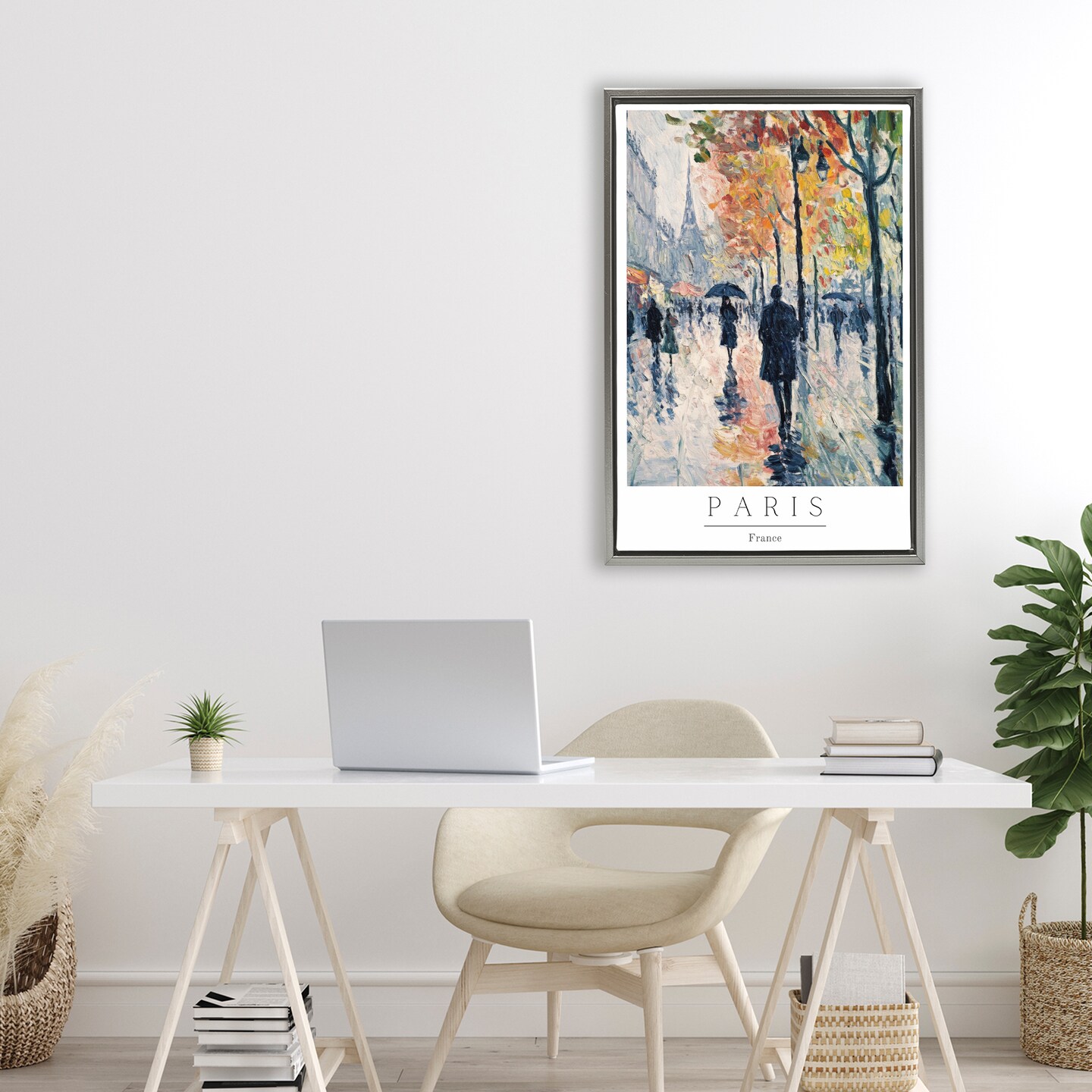 Stupell Industries Autumnal Paris Street Scene Floating Frame, design by Petal Prints Design