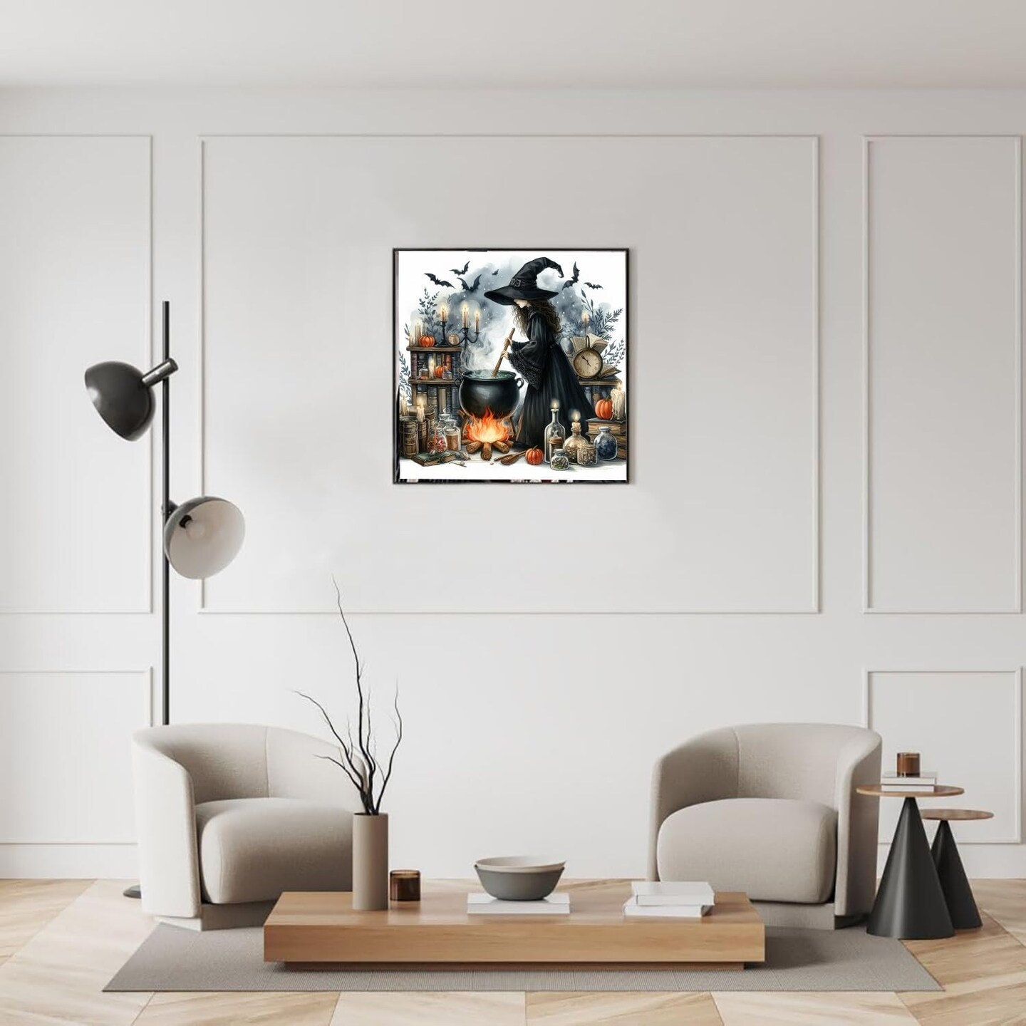 Retro Witch Diamond Painting Kits for Adults, Halloween Witch Diamond Art Kits