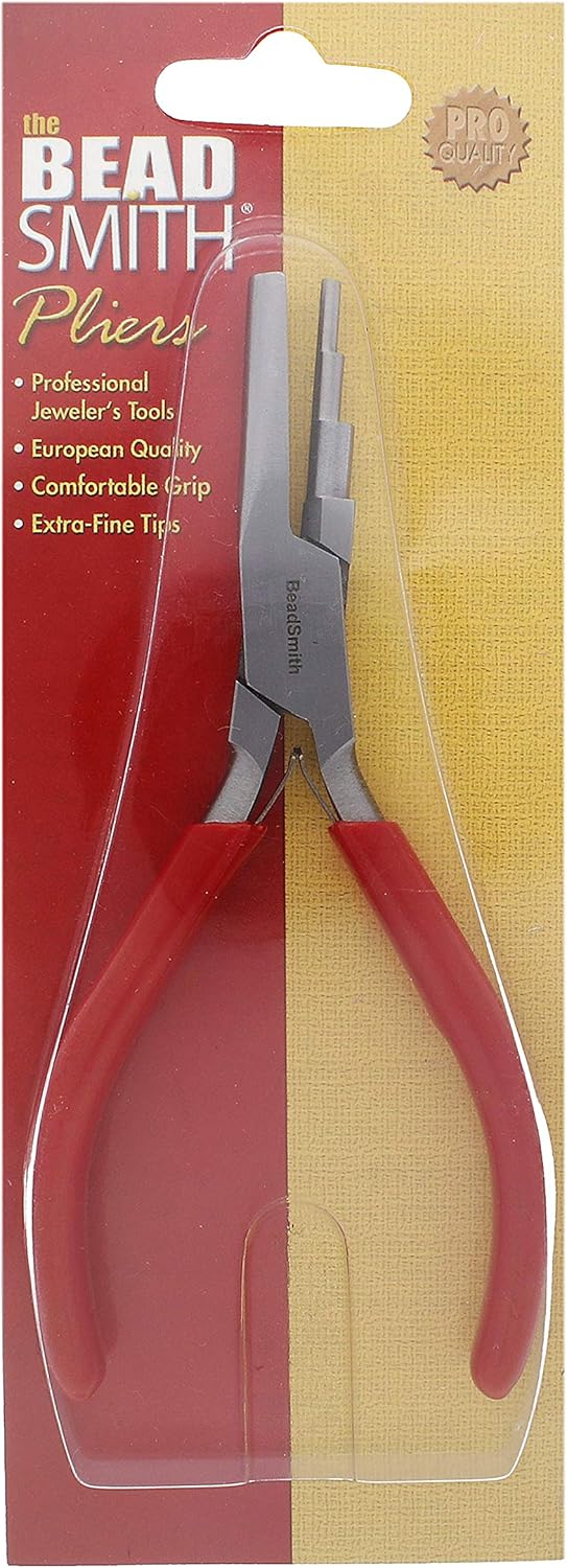 The Beadsmith 3-Step Round/Concave (Hollow) Pliers &#x2013; Creates 3-4-5mm Loops &#x2013; Wire Looping and Wire Bending Plier &#x2013; 6 inches &#x2013; Steel Head &#x26; Double Leaf Springs &#x2013; Tool for Jewelry Making